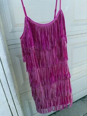 Women’s Fringe Midi Dress - Hot Pink